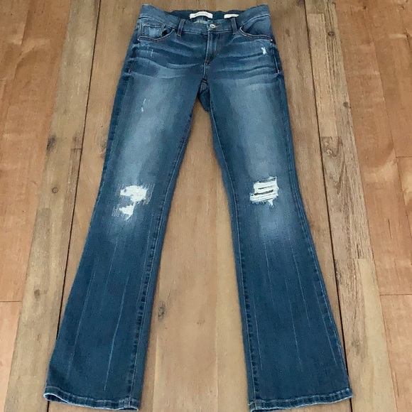 guess tailored mini bootcut jeans